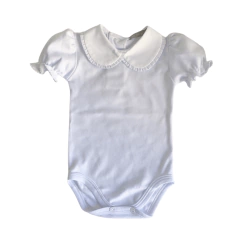 Body Manga Curta Gola Boneca Plissada