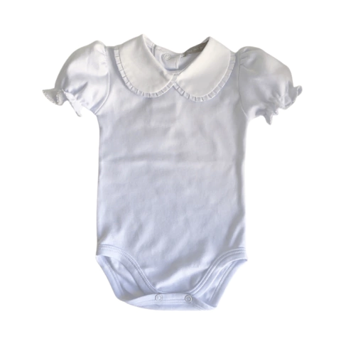 Body Manga Curta Gola Boneca Plissada