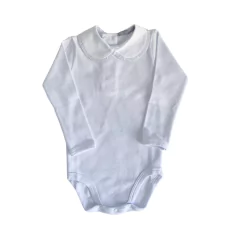 Body Manga Longa Gola Boneca Plissada