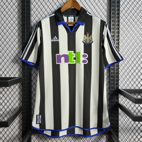 Camisa Newcastle United I 2000/01 Retrô - Preto+Branco