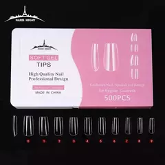 TIP CLEAR CUADRADO SOFT GEL EN CAJA ROSA PARISNIGHT 500PCS PN20750-1