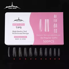 TIP CLEAR COFFIN SOFT GEL EN CAJA ROSA PARISNIGHT 500PCS PN20750-3