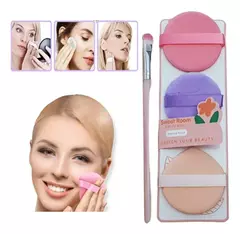 SET X3 ESPONJAS PARA POLVO + BROCHA PARA SOMBRA HY - comprar online