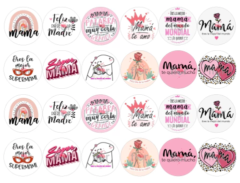 24 Toppers Día de la Madre Lámina Comestible