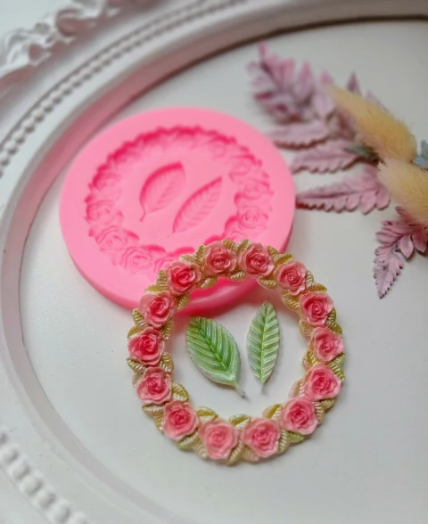 Molde de silicona corona de flores/2 hojas