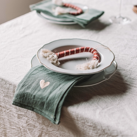 Servilletas Corazón pequeño - Verde Set x 2