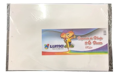 REPUESTO DIBUJO LUMA NRO 6 BLANCO X 8 HOJAS