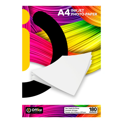 PAPEL FOTOGRAFICO A4 - 180 GRAMOS - RESMA X20 HOJAS