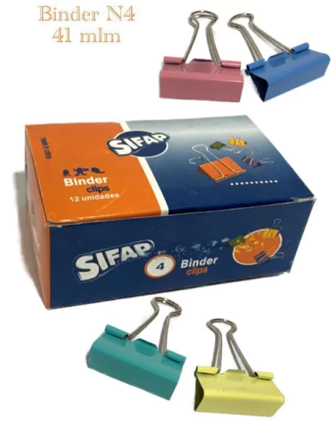 BINDER CLIPS NRO 4 41MM SIFAP DE COLORES