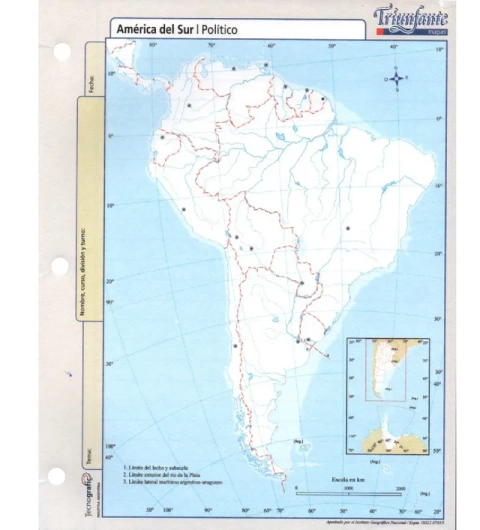 MAPA AMERICA DEL SUR POLITICO NRO 3 X UNIDAD
