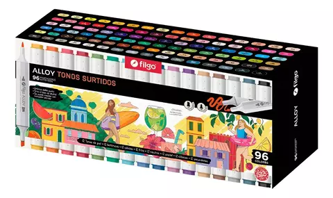 MARCADOR FILGO DOBLE PUNTA ALLOY ARTISTICO - SET CAJA X 96 UNIDADES