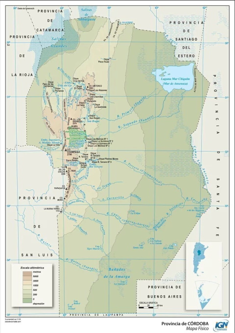 MAPA CORDOBA FISICO-POLITICO NRO 3 X UNIDAD