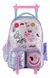 MOCHILA C/CARRO FOOTY 18 PULGADAS - F6161 / HAPPY SMILE / PLATA Y LILA