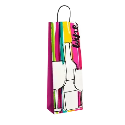 BOLSA REGALO BOTELLA VINO LISA - 14 X 40 COLOURR WINE