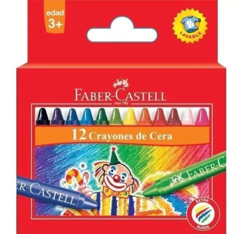 CRAYONES DE CERA FABER CASTELL X 12 COLORES