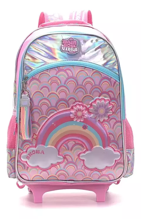 MOCHILA 18 PULGADAS CARRO RAINBOW CON LLAVERO SKORA - 35345 ARCOIRIS