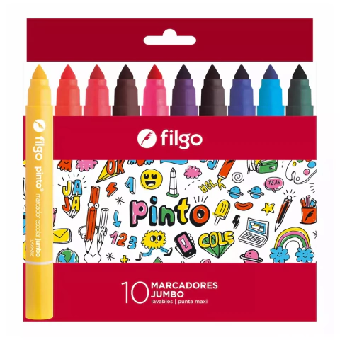 MARCADORES FILGO PINTO JUMBO CAJA X 10 COLORES