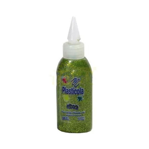 PLASTICOLA GLITTER X 38 GRAMOS VERDE CLARO