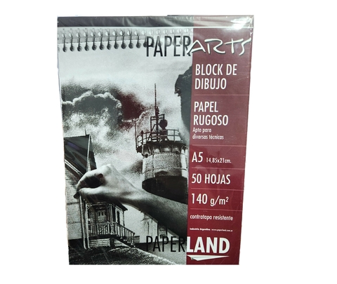 BLOCK DE DIBUJO A5 BLANCO RUGOSO 140GRS 50 HOJAS EMBLOCADO PAPERLAND - 237381