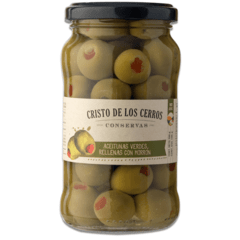 Aceitunas verdes rellenas con morrón Cristo De Los Cerros Neto 300g Esc. 190g