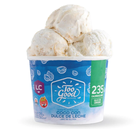 Helado Coco con dulce de leche bajo en calorias too good