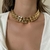 CL297 - GARGANTILHA SPIKE FOLHEADO A OURO 18K E PRATA