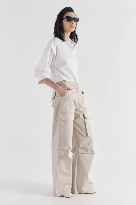 CAMISA MANGA BALOON EN POPLIN BLANCO