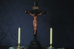 CRUCIFIXO MESA 42 CM PAIXÃO DE CRISTO CHAGAS ULTRA REALISTA na internet