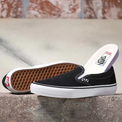 Tênis Vans Slip On Skate Black White