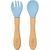 Kit Talheres Silicone e Bambú Azul - Buba
