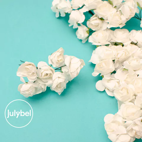 Rosas Papel 3cm Blanca (Ramo x8Unidades)