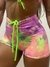 Short Levanta bumbum com lacinho - Tie dye com verde