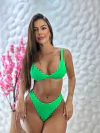 Conjunto cortininha fixa Dots verde