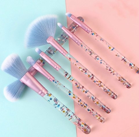 Kit com 7 pincéis Azul + Necesserie