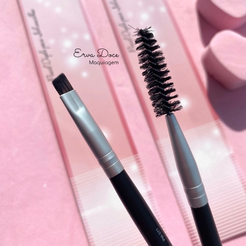 Pincel Duplo Chafrado e Escova Para Sobrancelha - Mandala