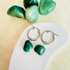 Aros con Cuarzo Verde Rolado
