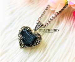 Collar Corazón Combinado Pirita + Turmalina Negra - comprar online