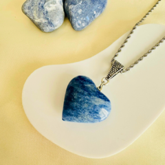 Collar Corazón Grande de Cuarzo Azul - comprar online