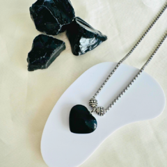 Collar Corazón Mediano de Obsidiana - comprar online