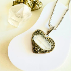 Corazón Combinado CUARZO CRISTAL Y PIRITA - comprar online