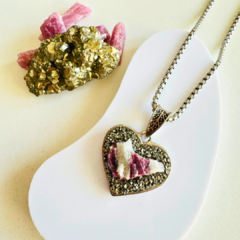 Corazón Combinado TURMALINA ROSA Y PIRITA - comprar online