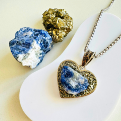 Corazón Combinado Sodalita + Pirita - comprar online