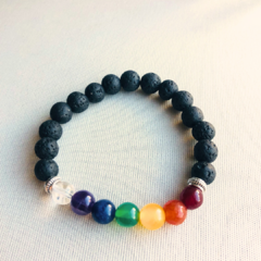 Pulsera 7 Chakras de Lava Volcánica 8mm