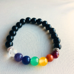 Pulsera 7 Chakras de Obsidiana 8MM