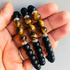 Pulsera Obsidiana y Ojo de Tigre 8mm