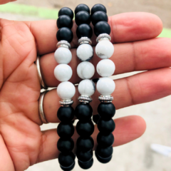 Pulsera Obsidiana y Howlite 8mm