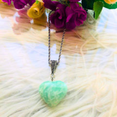 Collar Corazón Grande de Amazonita