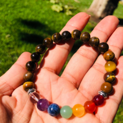 Pulsera Ojo de Tigre 7 Chakras 8mm