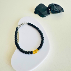 Pulsera OBSIDIANA y ÁMBAR BÁLTICO 4 MM - comprar online