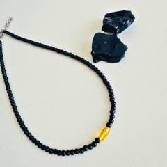 Gargantilla Obsidiana y Ámbar Báltico 4 mm - comprar online